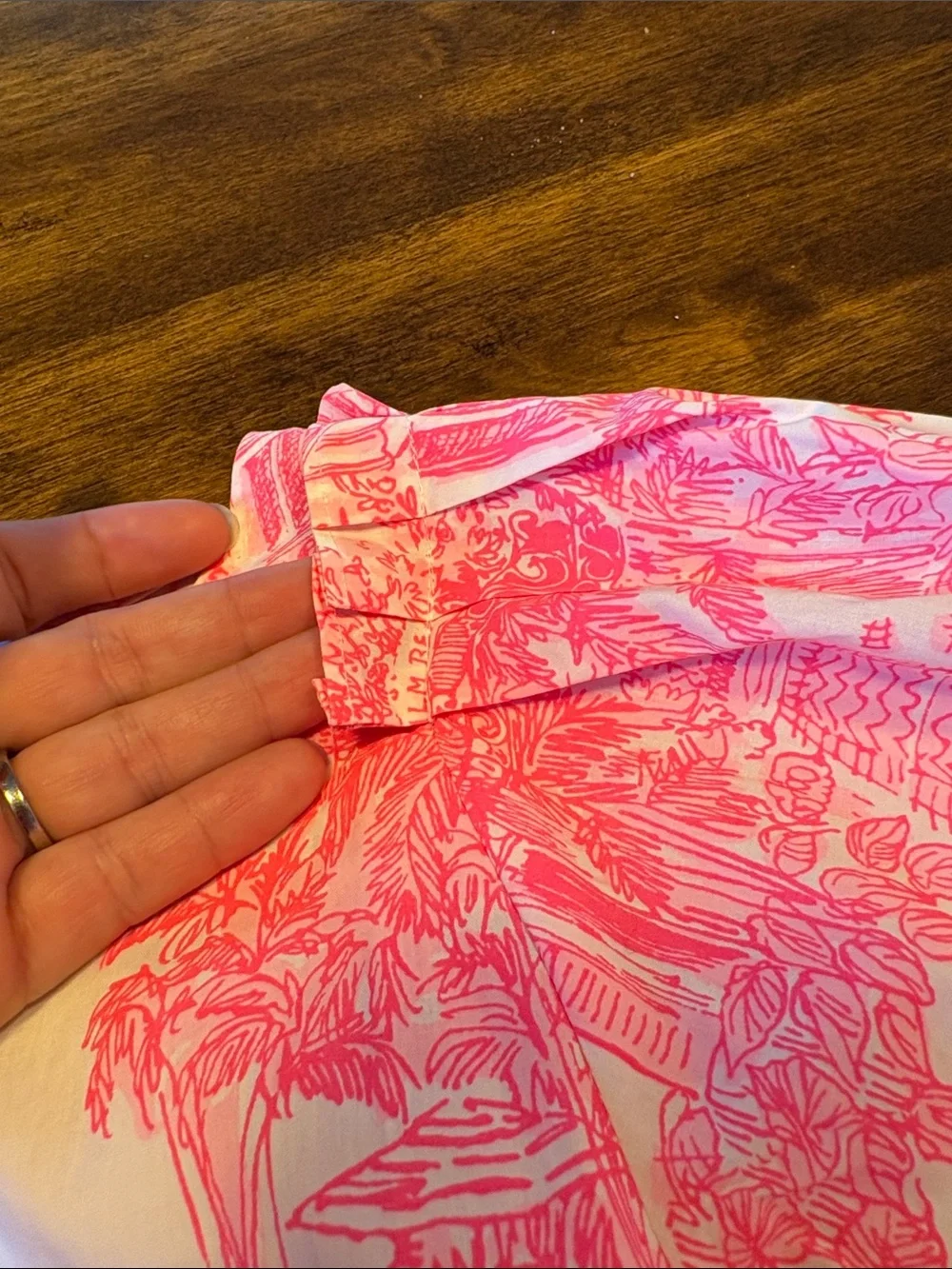Lilly Pulitzer Barbara 3/4 Sleeve Cot White and Hot Pink